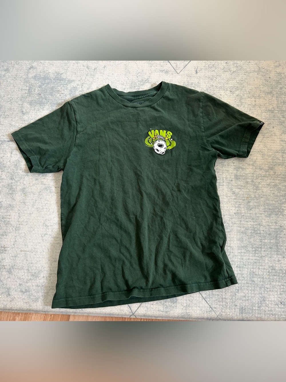 Vans Kids Dark Green Tee with Neon Green Logo